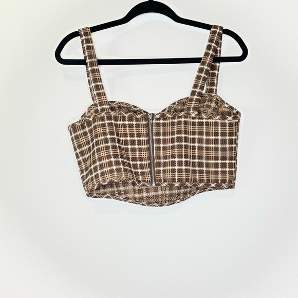 Cider check corset set tank top bustier and shorts size Medium - Picture 5 of 8